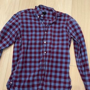 J. Crew Red and Blue Plaid Casual Button Down Shirt